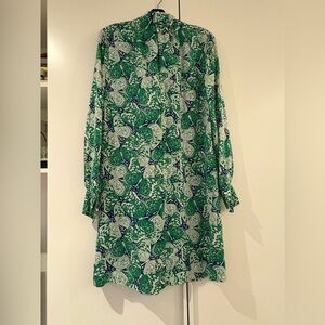 Brooks Brothers Green and Blue Floral Long Sleeve Dress
